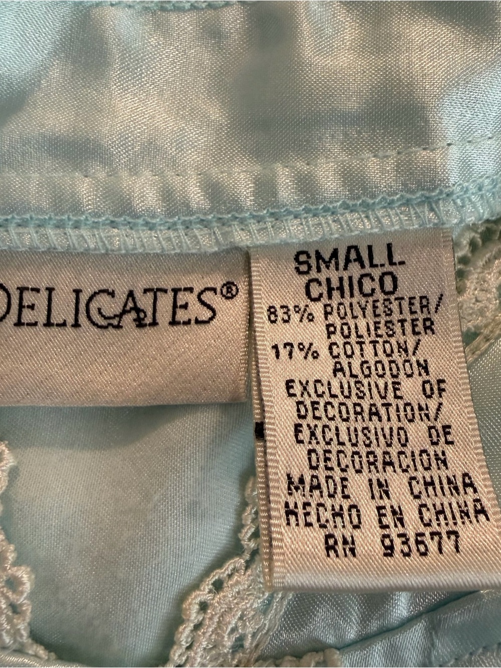 Delicates Light Blue Women’s Nightgown Size Small - Picture 9 of 16